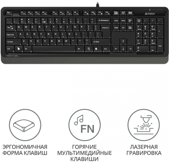 Клавиатура A4tech Fstyler Fk10 черный/серый Usb (арт-6076) Макеевка