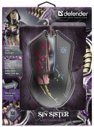 Мышь Defender Sin'Sister Gm-933, черный (52933) оптический, 7200 Dpi, Usb (арт-2007) Макеевка