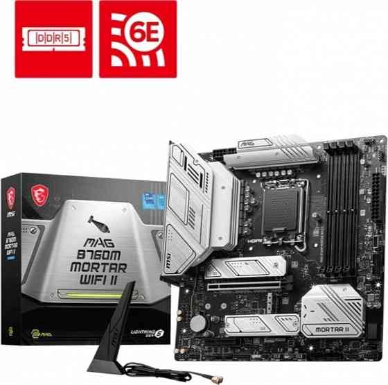 Материнская плата Msi Mag B760m Mortar Wifi Ii Matx Lga1700 4ddr5 Pci-Ex16 Pci-Ex4 3m.2 4sata3 Usb3. Донецк
