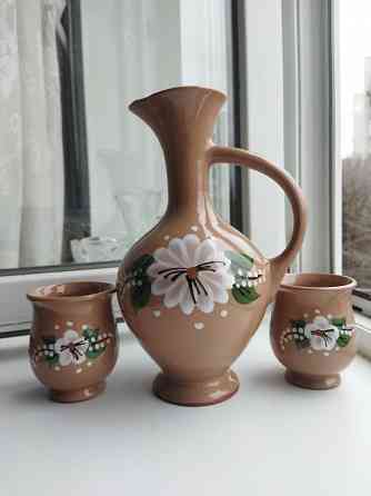 Глиняный кувшин и два стакана Донецк