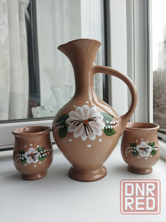 Глиняный кувшин и два стакана Донецк - изображение 1