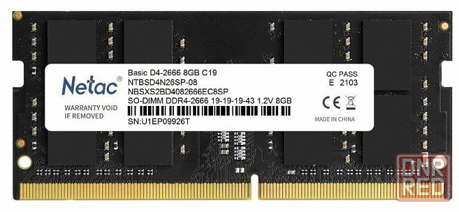 Оперативная память So-Dimm Ddr4 Netac 8гб 2666 мгц Cl19 (Ntbsd4n26sp-08) (арт-7000) Донецк - изображение 1