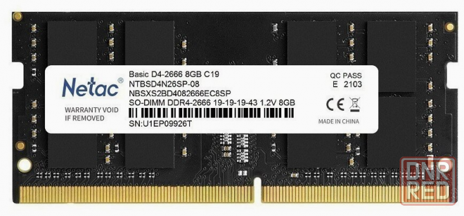 Оперативная память So-Dimm Ddr4 Netac 8гб 2666 мгц Cl19 (Ntbsd4n26sp-08) (арт-3737) Макеевка - изображение 1