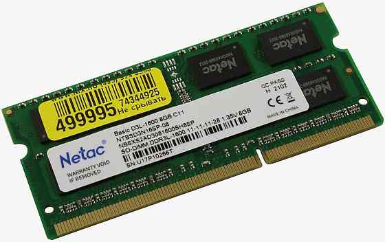 Оперативная память So-Dimm Ddr3l Netac Basics 8гб 1600 мгц Sodimm Cl11 Ntbsd3n16sp-08 (арт-8957) Макеевка