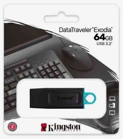Накопитель Usb 3.2 64gb Kingston Datatraveler Exodia Dtx/64gb Gen 1 Black/Teal (арт-4469) Макеевка