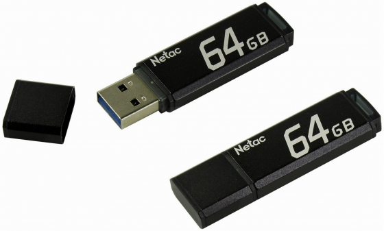Накопитель Usb 2.0 64гб Netac U351 (Nt03u351n-064g-20bk), черный (арт-2876) Макеевка