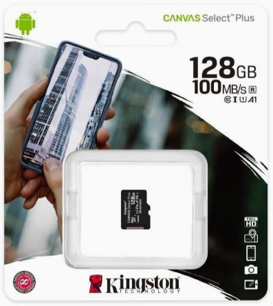 Флеш карта Kingston 128gb Micsdxc Canvas Select Plus 100r A1 C10 Single Pack W/O Adp Ean: 7406172990 Макеевка