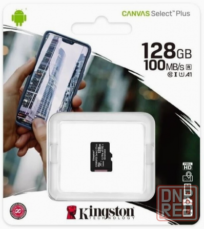 Флеш карта Kingston 128gb Micsdxc Canvas Select Plus 100r A1 C10 Single Pack W/O Adp Ean: 7406172990 Макеевка - изображение 1