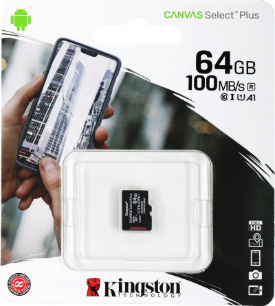 Карта памяти Kingston Microsdhc 64gb Uhs-I Class 10 U1 A1 Canvas Select Plus (Sd адаптер) 100mb/S (S Макеевка