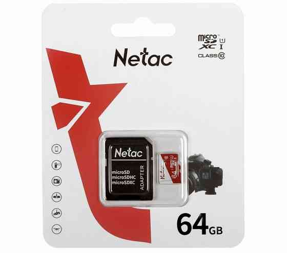Карта памяти Netac P500 Eco, Microsdxc, 64 гб, Class 10, Uhs-I U1, адаптер на Sd (Nt02p500eco-064g-R Макеевка