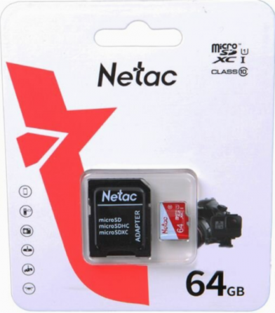 Карта памяти Netac P500 Eco, Microsdxc, 64 гб, Class 10, Uhs-I U1, адаптер на Sd (Nt02p500eco-064g-R Макеевка
