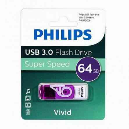 Флеш накопитель 64gb Philips Vivid3.0 64gb, Usb 3.0 фиолетовый (Fm64fd00b/97) (арт-2346) Макеевка