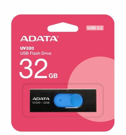 Флэш-накопитель A-Data Uv320 32гб, Usb3.2, черный/синий(Auv320-32g-Rbkbl) (арт-4069) Макеевка