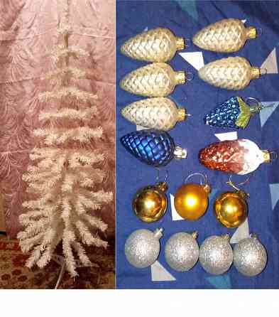 Белая ёлочка 120 см. с игрушками. Донецк