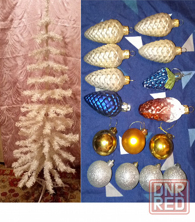 Белая ёлочка 120 см. с игрушками. Донецк - изображение 1