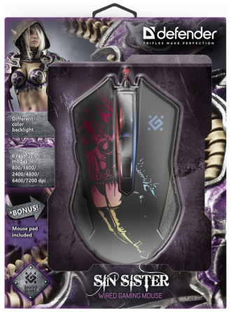 Мышь Defender Sin'Sister Gm-933, черный (52933) оптический, 7200 Dpi, Usb (арт-8704) Макеевка