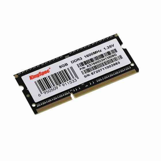 Оперативная память Sodimm Ddr3 Pc3-12800 Kingspec Ks1600d3n13508g, 1х8 гб, 1.35 в кол-во модулей: 1, Макеевка