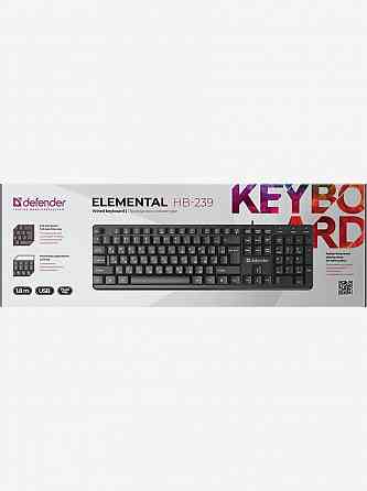 Клавиатура проводная Defender Elemental Hb-239 Black (Ru, черн,104 кнопки+Fn,1.8м) (45239) (арт-6151 Макеевка