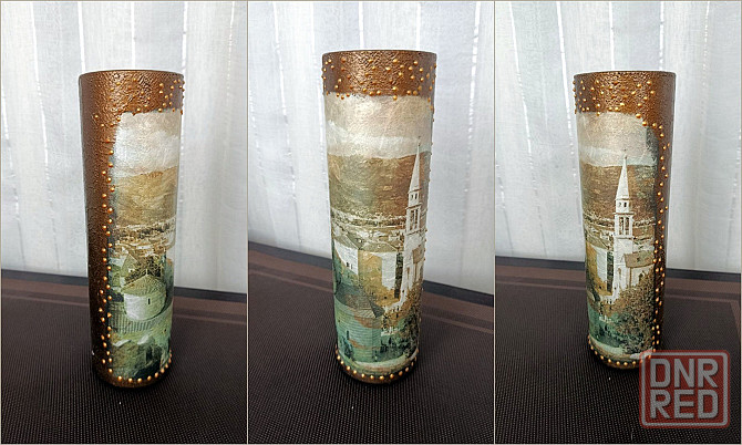 Оригинальная ваза, декорированная в технике декупаж Донецк - изображение 2