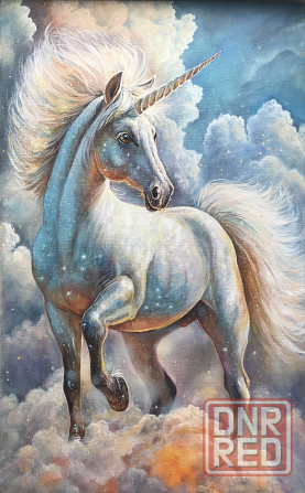 Картина "Единорог" светлая картина, белая, картина в подарок, купить картину в детскую единорожка, Донецк - изображение 1