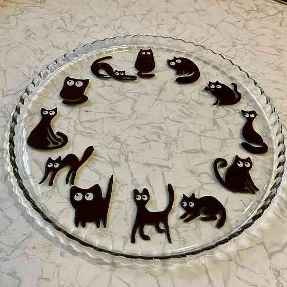 Блюдо подарок "Созвездие Кота", 28 см. Роспись по стеклу. Донецк