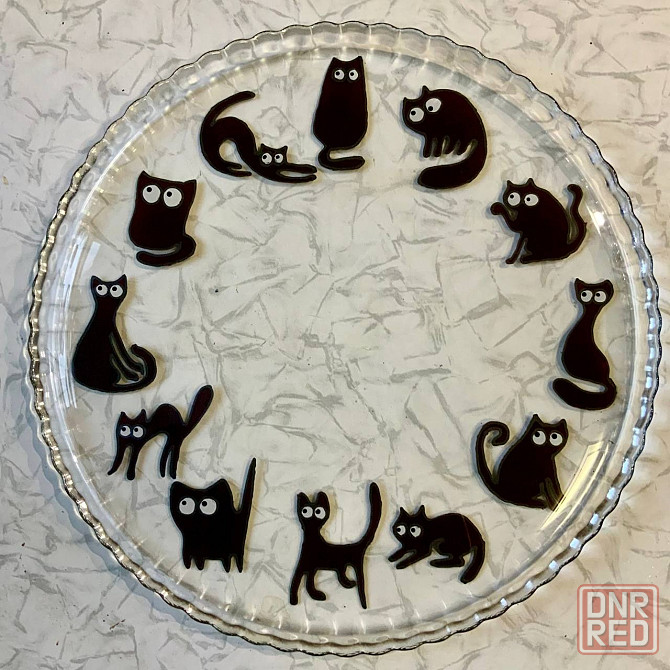 Блюдо подарок "Созвездие Кота", 28 см. Роспись по стеклу. Донецк - изображение 1