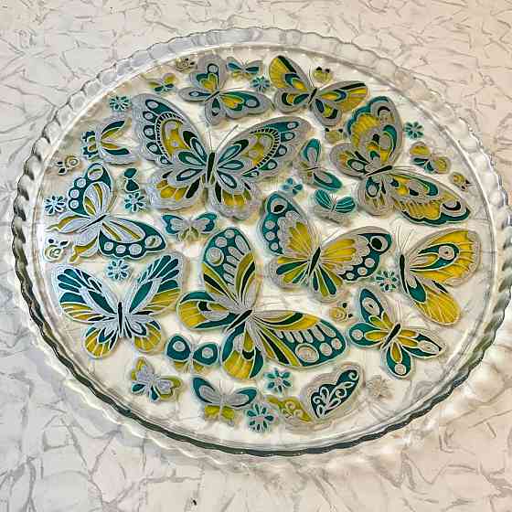 Блюдо подарок "Бабочки в серебре", 28 см. Донецк