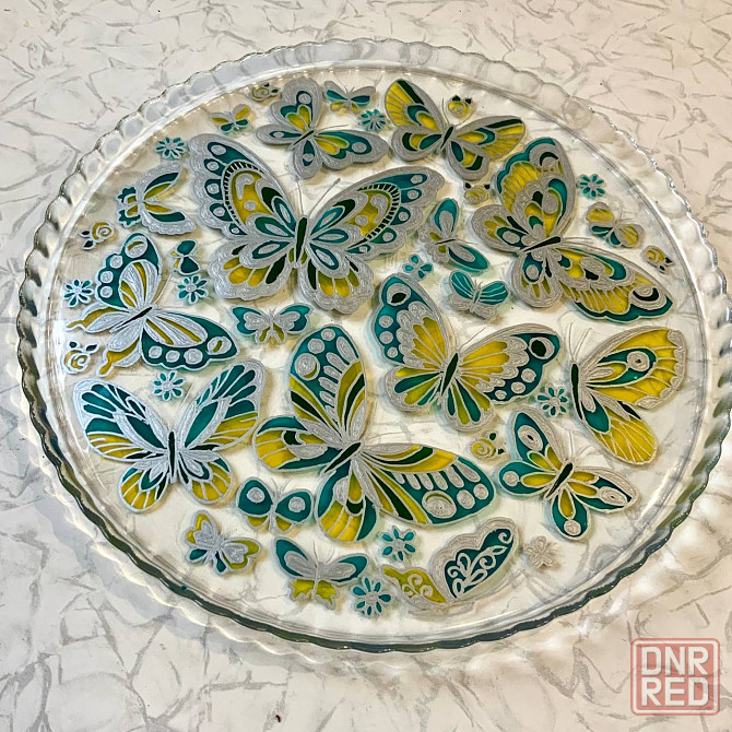 Блюдо подарок "Бабочки в серебре", 28 см. Донецк - изображение 2