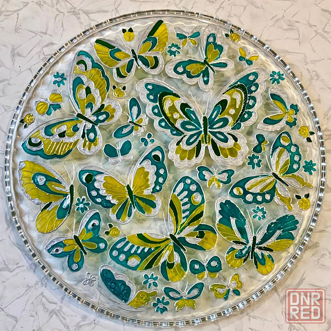 Блюдо подарок "Бабочки в серебре", 28 см. Донецк - изображение 3