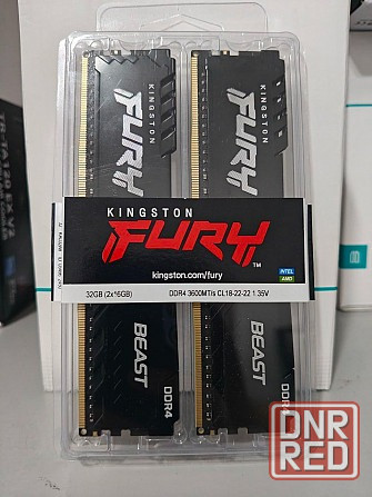 Оперативная память Kingston Fury Beast Black KF436C18BBK2/32 DDR4 - 2x 16ГБ 3600МГц, DIMM, Ret Донецк - изображение 1