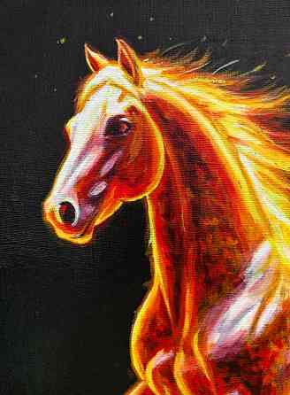 Картина на холсте акрилом, лошадь Донецк