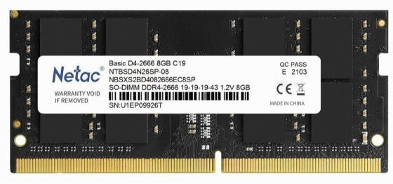 Оперативная память So-Dimm Ddr4 Netac 8гб 2666 мгц Cl19 (Ntbsd4n26sp-08) (арт-8771) Донецк