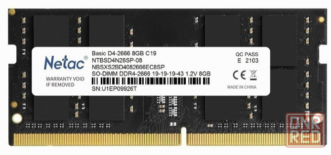 Оперативная память So-Dimm Ddr4 Netac 8гб 2666 мгц Cl19 (Ntbsd4n26sp-08) (арт-8771) Донецк - изображение 1