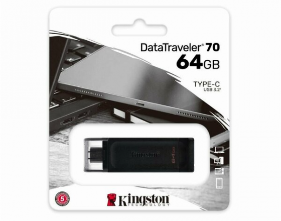 Флэш-накопитель Kingston Usb-C 3.2 64gb Dt70/64gb, черный (арт-6101) Донецк