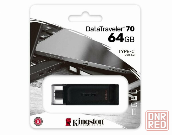 Флэш-накопитель Kingston Usb-C 3.2 64gb Dt70/64gb, черный (арт-6101) Донецк - изображение 1