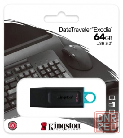 Накопитель Usb 3.2 64gb Kingston Datatraveler Exodia Dtx/64gb Gen 1 Black/Teal (арт-1422) Донецк - изображение 1
