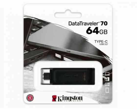 Флэш-накопитель Kingston Usb-C 3.2 64gb Dt70/64gb, черный (арт-1314) Макеевка