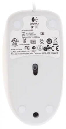 Мышь проводная Logitech B100 910-003360, 800dpi, белый (арт-7902) Донецк