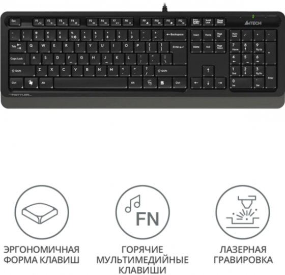 Клавиатура A4tech Fstyler Fk10 черный/серый Usb (арт-7978) Донецк