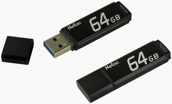 Накопитель Usb 2.0 64гб Netac U351 (Nt03u351n-064g-20bk), черный (арт-6188) Макеевка
