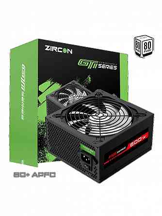 Блок питания Atx Zircon Gti-600 80+ (черный 600w 20+4pin 4+4pin 2*6+2pin 6*Sata 3*Molex вентилятор 1 Донецк