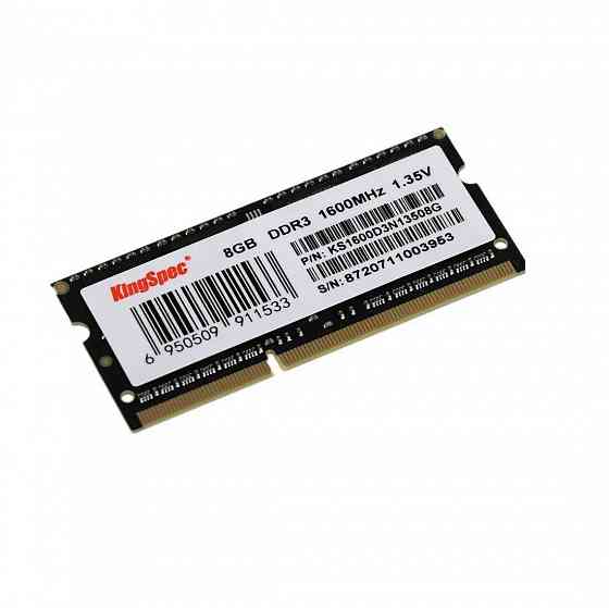 Оперативная память Sodimm Ddr3 Pc3-12800 Kingspec Ks1600d3n13508g, 1х8 гб, 1.35 в кол-во модулей: 1, Донецк