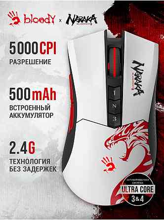Мышь A4tech Bloody R90 Plus Naraka белый/рисунок оптическая (5000dpi) беспроводная Usb 8 кнопок (арт Донецк