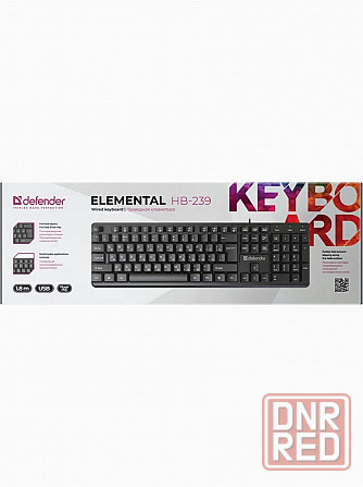 Клавиатура проводная Defender Elemental Hb-239 Black (Ru, черн,104 кнопки+Fn,1.8м) (45239) (арт-8368 Донецк - изображение 3
