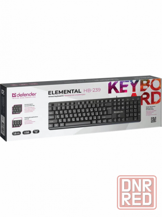 Клавиатура проводная Defender Elemental Hb-239 Black (Ru, черн,104 кнопки+Fn,1.8м) (45239) (арт-8368 Донецк - изображение 2