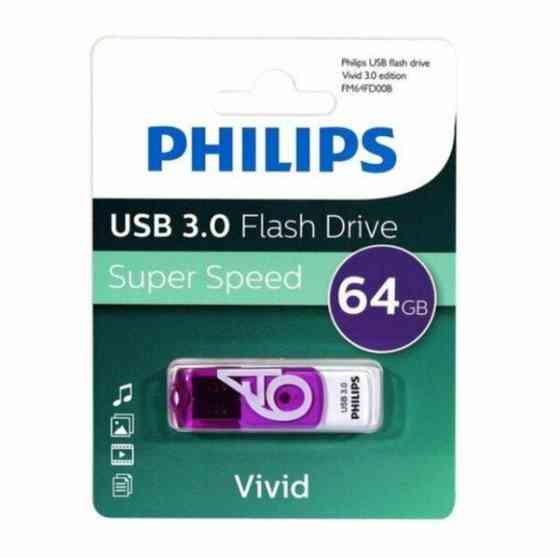 Флеш накопитель 64gb Philips Vivid3.0 64gb, Usb 3.0 фиолетовый (Fm64fd00b/97) (арт-9697) Донецк