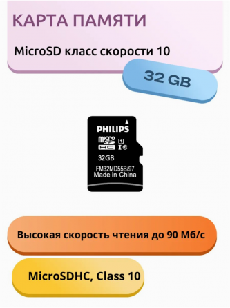 Карта памяти Philips Fm32md55b/97 32gb High Speed Microsdhc Class 10 90mb/S (арт-7311) Макеевка