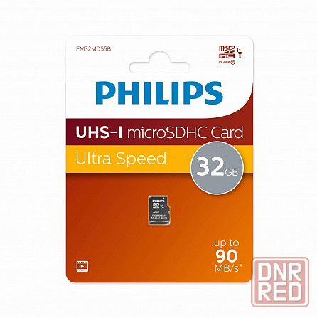 Карта памяти Philips Fm32md55b/97 32gb High Speed Microsdhc Class 10 90mb/S (арт-7311) Макеевка - изображение 1