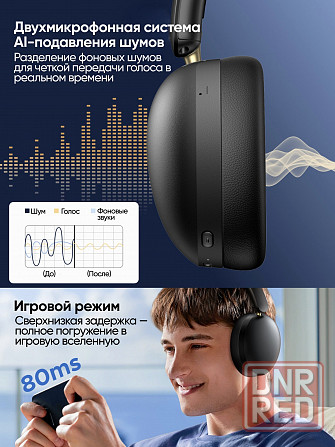 Накладные наушники беспроводные Ugreen Hp205 (45018) Studio Max2 Light Wireless Headphones. цвет: че Донецк - изображение 2