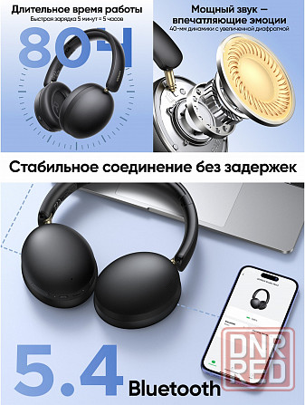 Накладные наушники беспроводные Ugreen Hp205 (45018) Studio Max2 Light Wireless Headphones. цвет: че Донецк - изображение 3